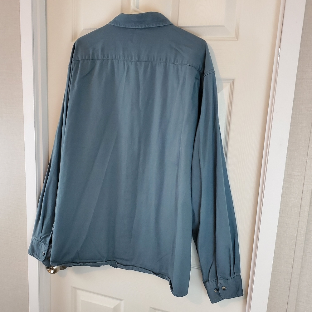 Men's Wrangler Light Blue/Grey Button Up Shirt - Picture 8 of 13
